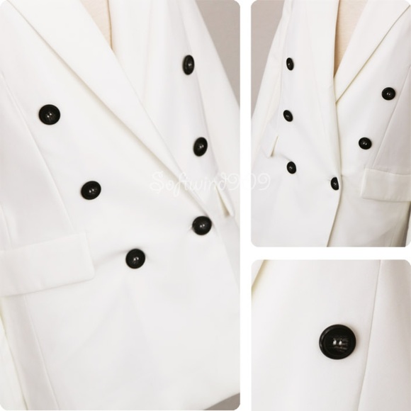 Last 1☝️ White Double Breasted Long Blazer Jacket - Picture 3 of 8